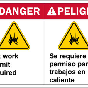 Danger: Hot Work - Permit Required, Bilingual