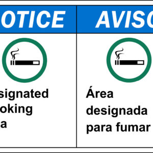 Notice: Designated Smoking Area, Bilingual